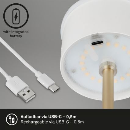 Brilo - stmievateľná nabíjateľná dotyková vonkajšia stolová lampa KIKI LED/2,6W/5V IP44 2600 mAh hnedá