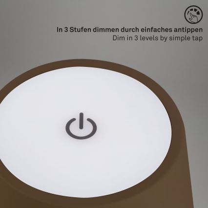 Brilo - stmievateľná nabíjateľná dotyková vonkajšia stolová lampa KIKI LED/2,6W/5V IP44 2600 mAh hnedá