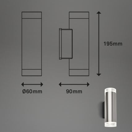 Brilo - LED Vonkajšie nástenné svietidlo 2xGU10/4,7W/230V IP44 4000K matný chróm