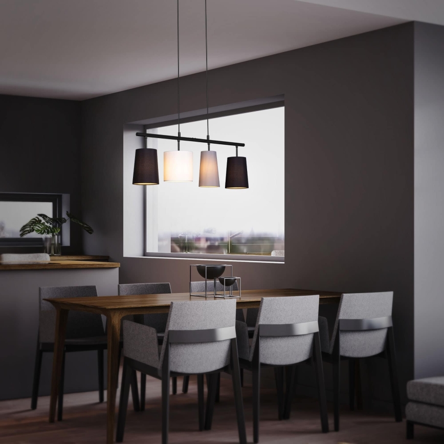 Brilo - Luster na lankách 4xE27/40W/230V čierna/šedá/biela