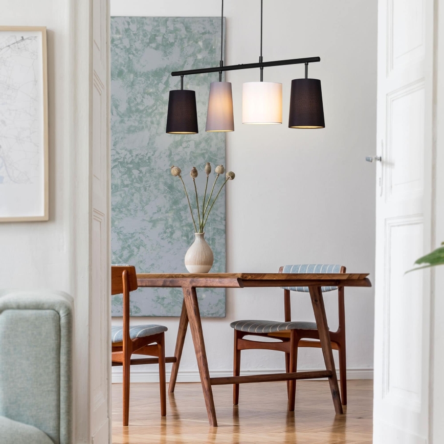 Brilo - Luster na lankách 4xE27/40W/230V čierna/šedá/biela