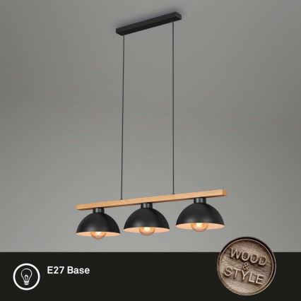 Brilo - Luster na lanku 3xE27/40W/230V kaučukovník