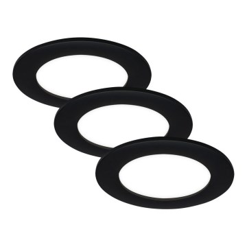 Brilo - SADA 3 ks LED kúpeľňových zapustených svietidiel FLAT LED/6W/230V IP44, čierne