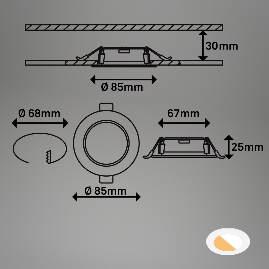 Brilo - SADA 3x LED Kúpeľňové podhľadové svietidlo LED/4W/230V IP44 3000/4000K biela