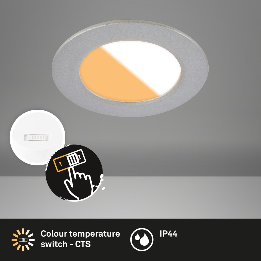 Brilo - SADA 3x LED Kúpeľňové podhľadové svietidlo LED/4W/230V IP44 3000/4000K strieborná