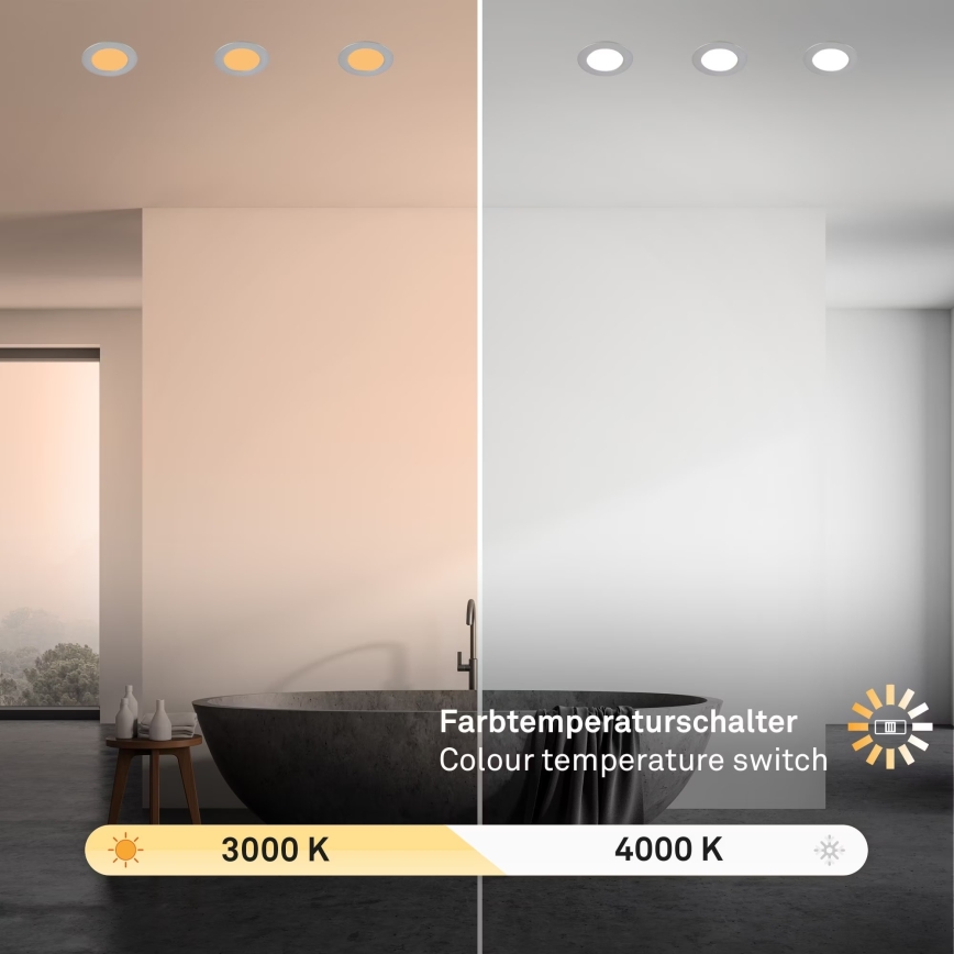 Brilo - SADA 3x LED Kúpeľňové podhľadové svietidlo LED/4W/230V IP44 3000/4000K strieborná