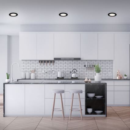 Brilo - SADA 3 ks LED kúpeľňových zapustených svietidiel FLAT LED/6W/230V IP44, čierne