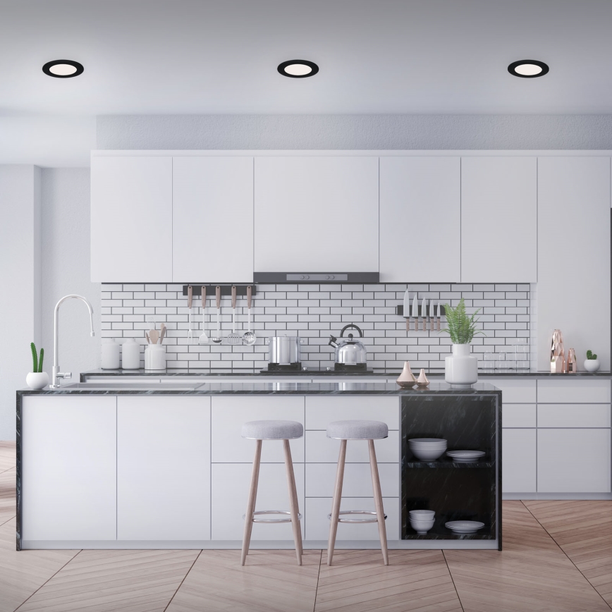 Brilo - SADA 3 ks LED kúpeľňových zapustených svietidiel FLAT LED/6W/230V IP44, čierne