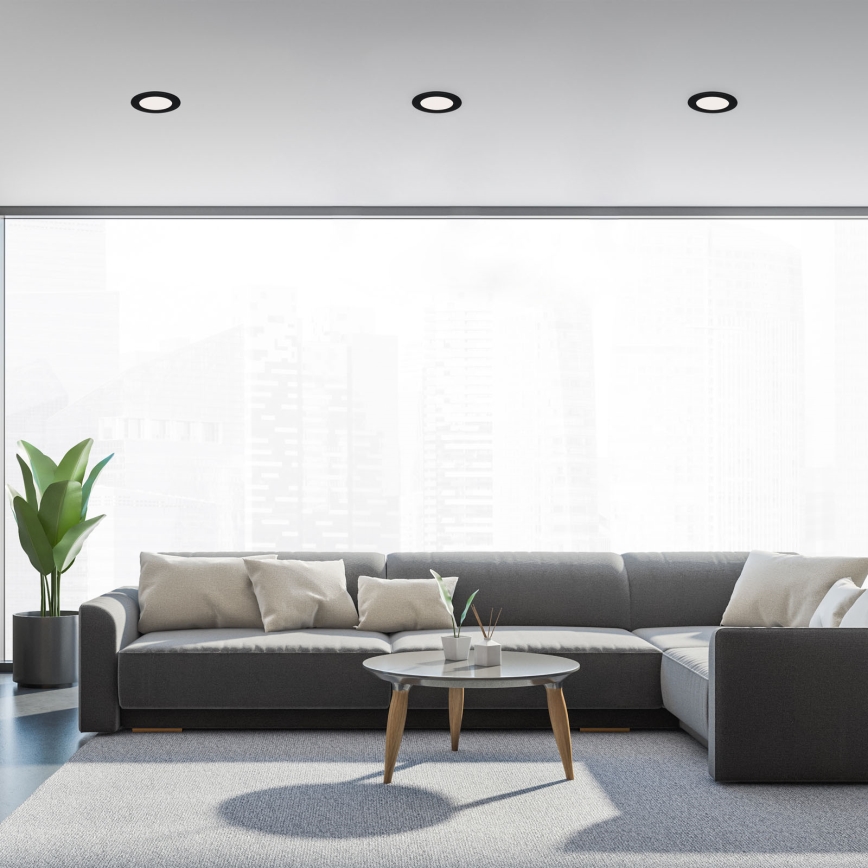 Brilo - SADA 3 ks LED kúpeľňových zapustených svietidiel FLAT LED/6W/230V IP44, čierne