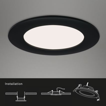 Brilo - SADA 3 ks LED kúpeľňových zapustených svietidiel FLAT LED/6W/230V IP44, čierne