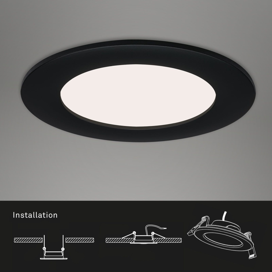Brilo - SADA 3 ks LED kúpeľňových zapustených svietidiel FLAT LED/6W/230V IP44, čierne
