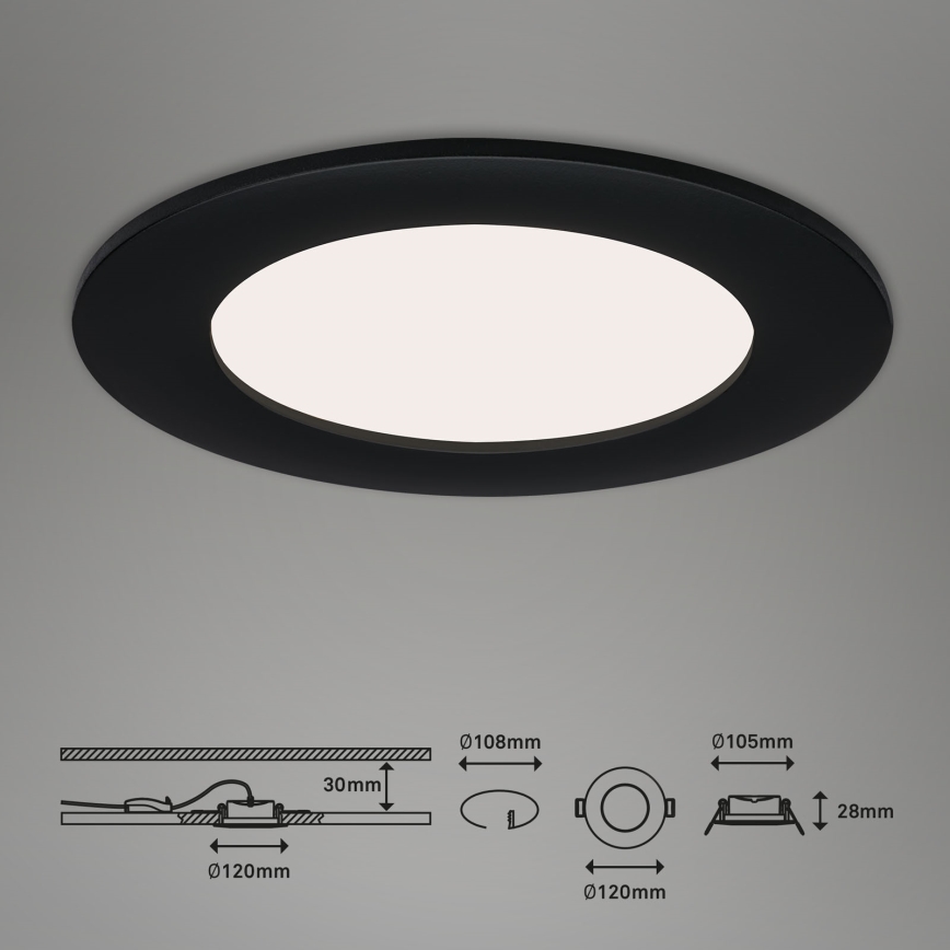Brilo - SADA 3 ks LED kúpeľňových zapustených svietidiel FLAT LED/6W/230V IP44, čierne