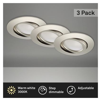 Brilo - SADA 3x LED Stmievateľné kúpeľňové podhľadové svietidlo LED/5W/230V IP23 matný chróm