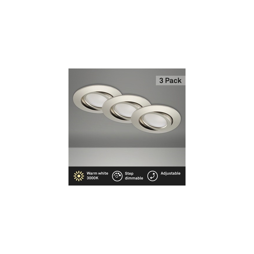 Brilo - SADA 3x LED Stmievateľné kúpeľňové podhľadové svietidlo LED/5W/230V IP23 matný chróm
