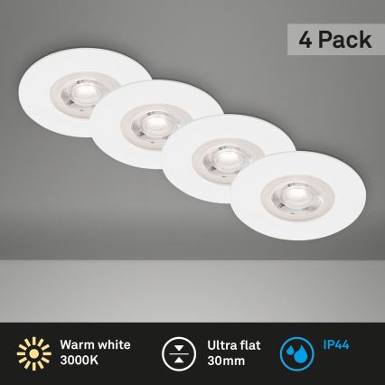 Brilo - SADA 4x LED Kúpeľňové podhľadové svietidlo LED/4,9W/230V IP44 biela