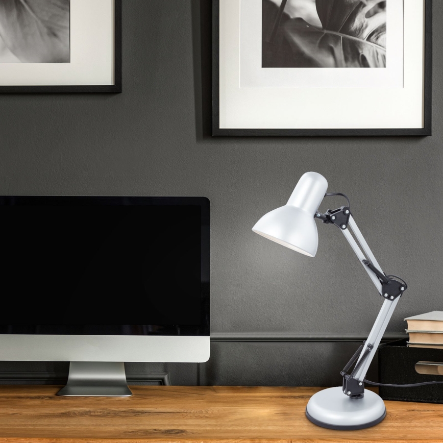 Brilo - Stolná lampa PIXA 1xE14/25W/230V strieborná