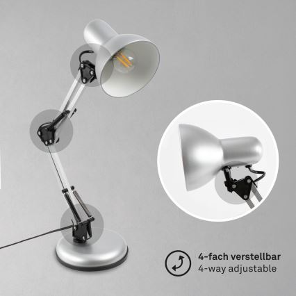 Brilo - Stolná lampa PIXA 1xE14/25W/230V strieborná