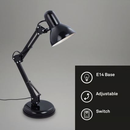 Brilo - Stolová lampa PIXA 1xE14/25W/230V čierna
