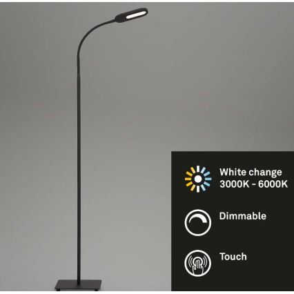 Briloner 1297-015 - LED Stmievateľná flexibilná stojacia lampa LED/6,6W/230V 3000K/4000K/6000K