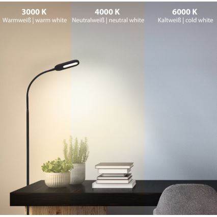 Briloner 1297-015 - LED Stmievateľná flexibilná stojacia lampa LED/6,6W/230V 3000K/4000K/6000K