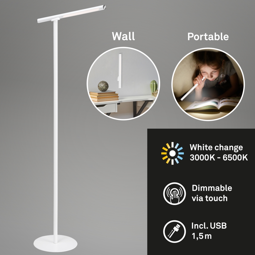 Briloner 1384-016 - LED Stmievateľná dotyková stojacia lampa 2v1 EVERYWHERE LED/2,3W/5V 2000 mAh