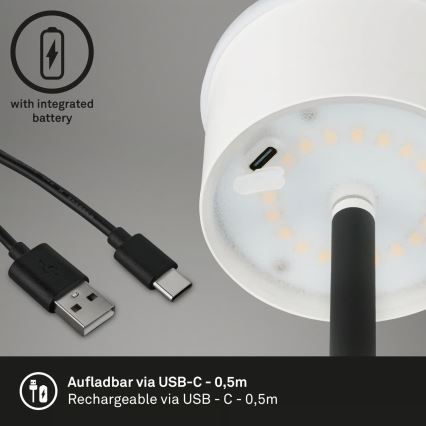 Briloner 1438015 - LED stmievateľná stojacia lampa KIKI LED/4,3W/5V IP44 2600 mAh čierna