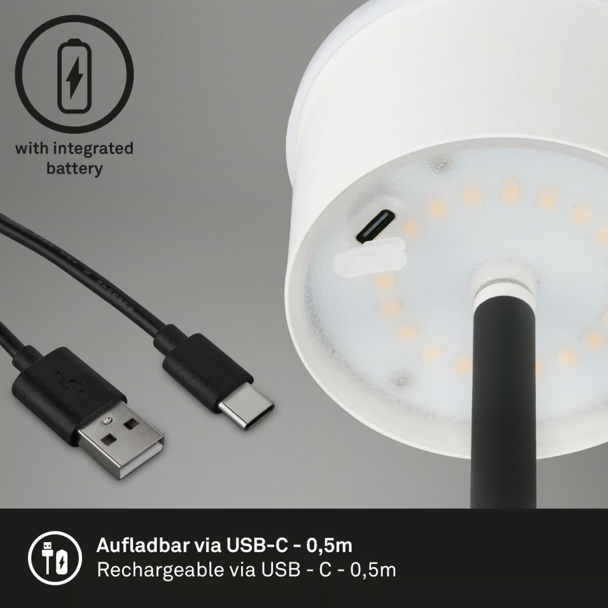 Briloner 1438015 - LED stmievateľná stojacia lampa KIKI LED/4,3W/5V IP44 2600 mAh čierna