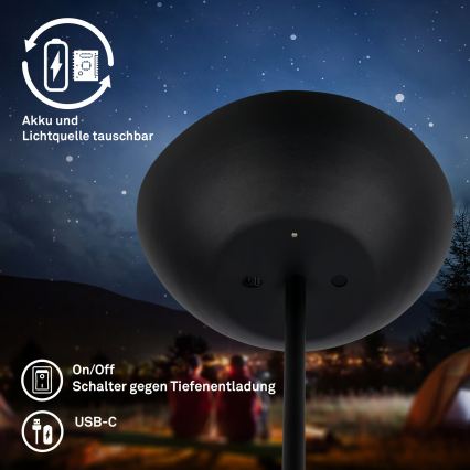 Briloner 1500015 - LED Stmievateľná stojacia lampa ESTATE LED/8W/5V 4000 mAh čierna