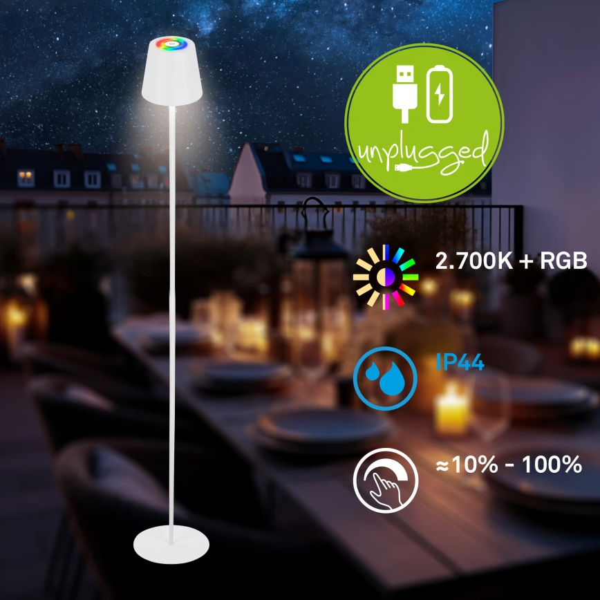 Briloner 1507016 - LED Stmievateľná stojacia lampa KIKI LED/4,3W/5V IP44 2600 mAh biela