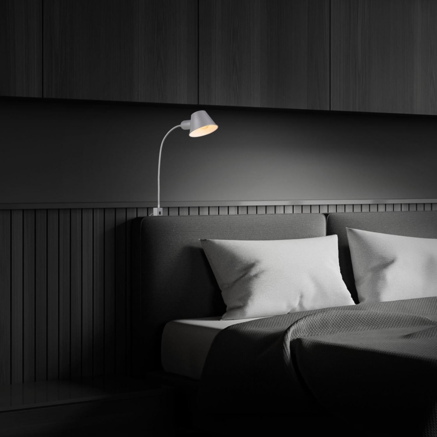Briloner 2079-014 - Nástenná flexibilná lampa 1xE27/10W/230V strieborná