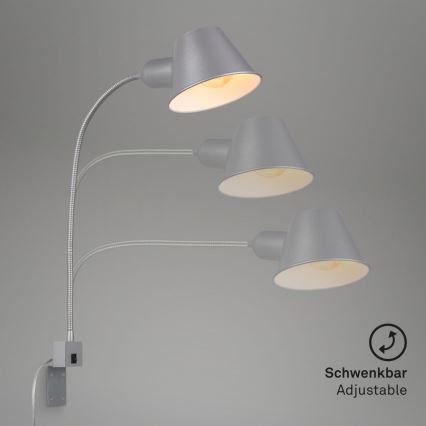 Briloner 2079-014 - Nástenná flexibilná lampa 1xE27/10W/230V strieborná