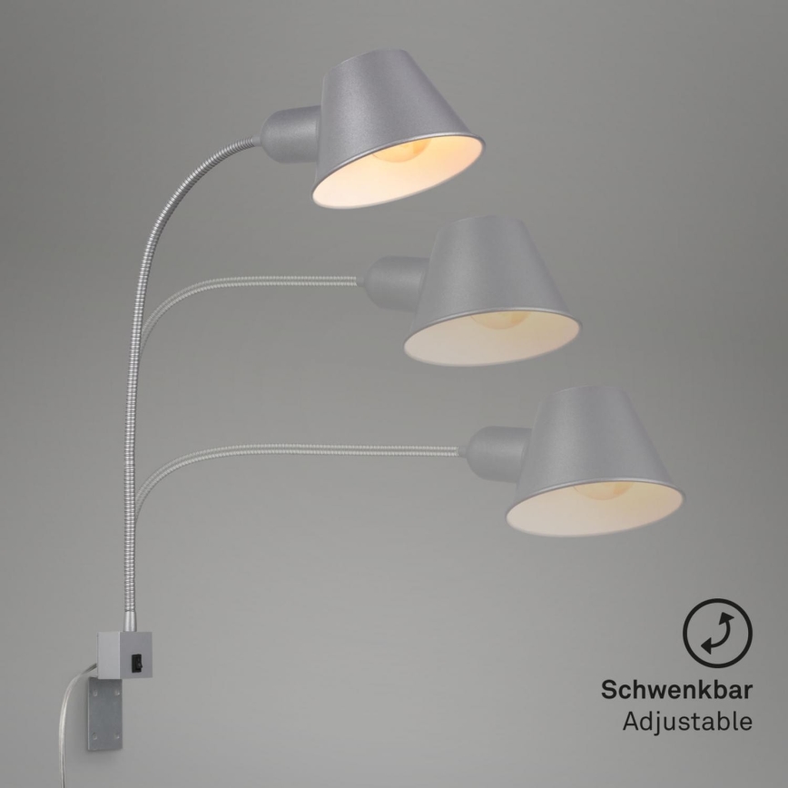Briloner 2079-014 - Nástenná flexibilná lampa 1xE27/10W/230V strieborná