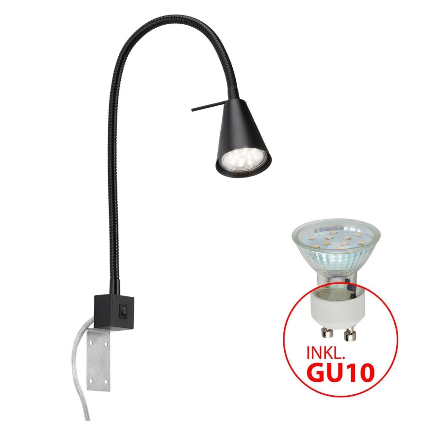 Briloner 2080-015 - LED flexibilná nástenná lampa COMFORT LIGHT 1xGU10/5W/230V čierna