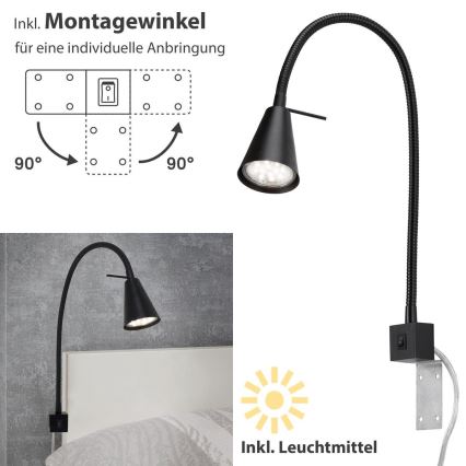Briloner 2080-015 - LED flexibilná nástenná lampa COMFORT LIGHT 1xGU10/5W/230V čierna