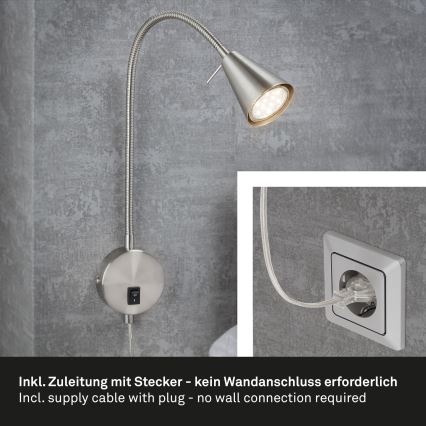 Briloner 2082-012 - LED flexibilné nástenné svietidlo COMFORT LIGHT 1xGU10/5W/230V matný chróm
