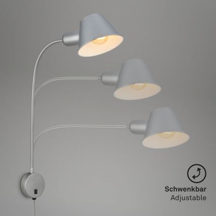 Briloner 2089-014 - Flexibilná nástenná lampa BRELLO 1xE27/10W/230V matný chróm