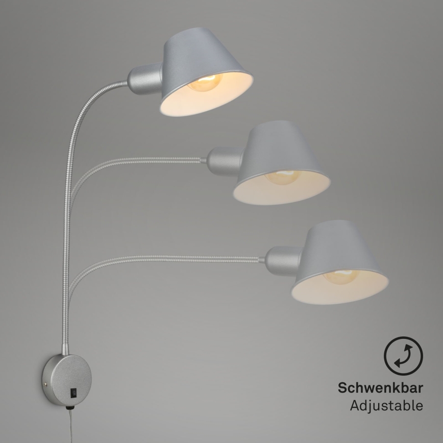 Briloner 2089-014 - Flexibilná nástenná lampa BRELLO 1xE27/10W/230V matný chróm