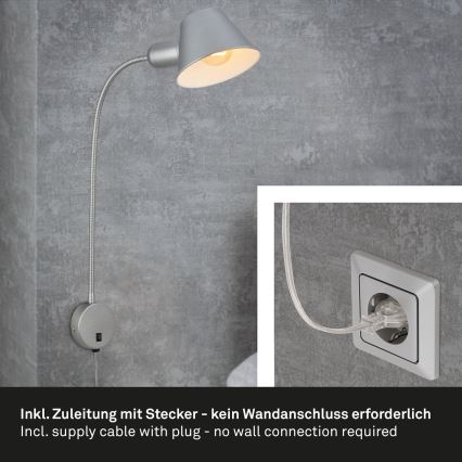 Briloner 2089-014 - Flexibilná nástenná lampa BRELLO 1xE27/10W/230V matný chróm