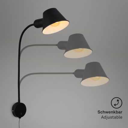 Briloner 2089-015 - Flexibilná nástenná lampa BRELLO 1xE27/10W/230V čierna