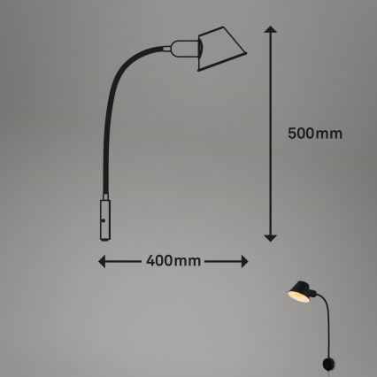Briloner 2089-015 - Flexibilná nástenná lampa BRELLO 1xE27/10W/230V čierna