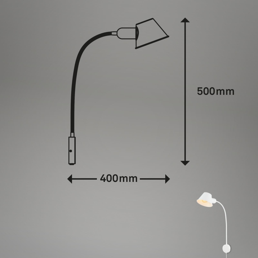 Briloner 2089-016 - Flexibilná nástenná lampa BRELLO 1xE27/10W/230V biela