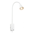 Briloner 2175-016 - Flexibilná nástenná lampa s USB portom 1xGU10/10W/230V biela