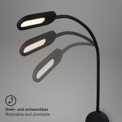 Briloner 2177015 - LED Stmievateľná flexibilná nástenná lampa LED/6W/230V čierna