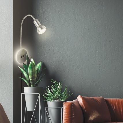 Briloner 2178012 - LED Nástenná flexibilná lampa 1xE14/10W/230V + LED/3W matný chróm