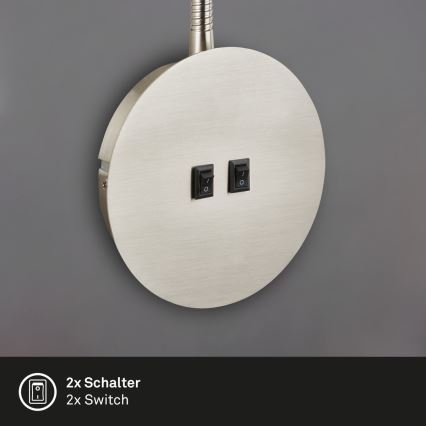 Briloner 2178012 - LED Nástenná flexibilná lampa 1xE14/10W/230V + LED/3W matný chróm
