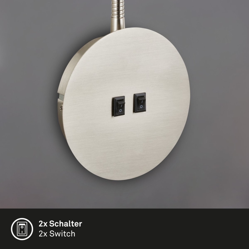 Briloner 2178012 - LED Nástenná flexibilná lampa 1xE14/10W/230V + LED/3W matný chróm