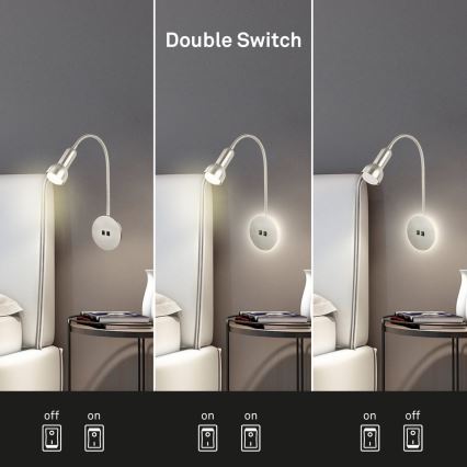 Briloner 2178012 - LED Nástenná flexibilná lampa 1xE14/10W/230V + LED/3W matný chróm