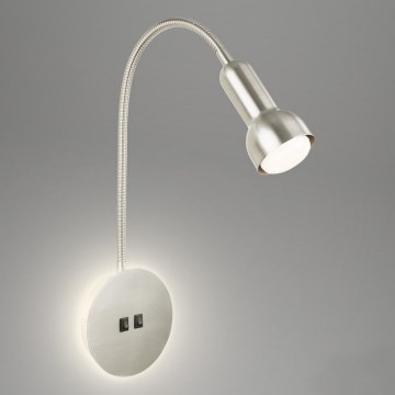 Briloner 2178012 - LED Nástenná flexibilná lampa 1xE14/10W/230V + LED/3W matný chróm