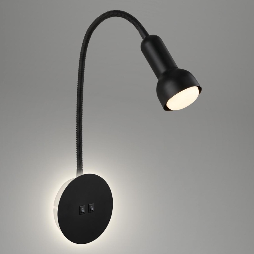 Briloner 2178015 - LED Nástenná flexibilná lampa 1xE14/10W/230V + LED/3W čierna