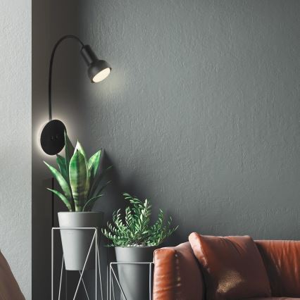 Briloner 2178015 - LED Nástenná flexibilná lampa 1xE14/10W/230V + LED/3W čierna